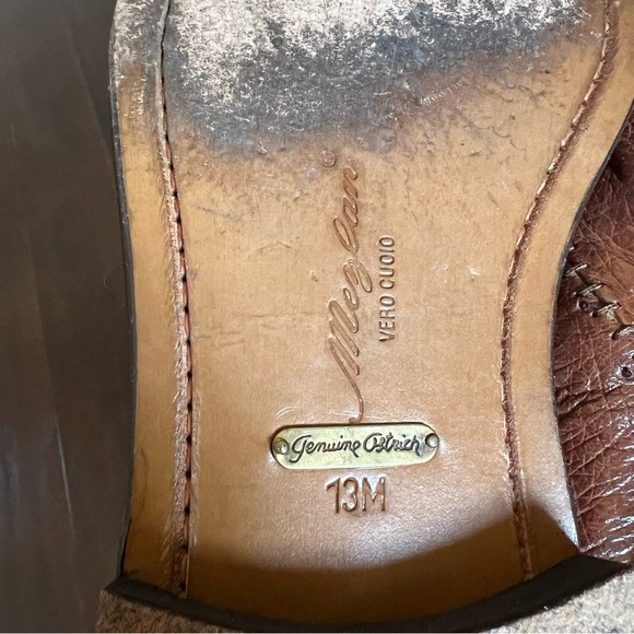 Mezlan Genuine Ostrich upper Mens lace up cap top derby shoes size 13 M - Picture 6 of 7